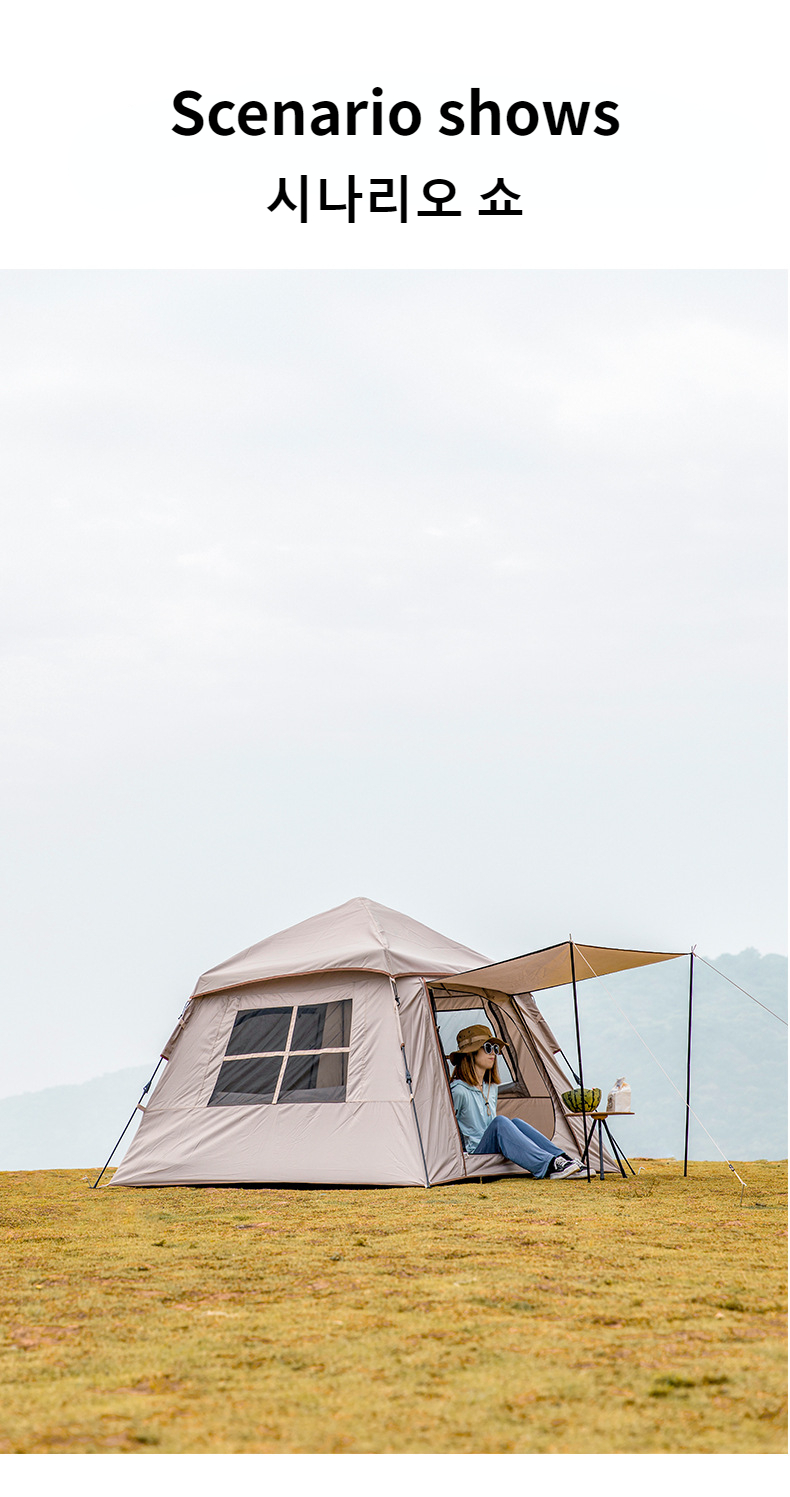 Cheap Goat Tents Outdoor Automatic Tent 150D Oxford Cloth Portable 3 4 Persons Fast Build Camping Tent With Door Awning Tarp   